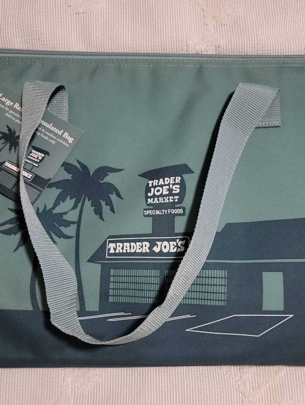 Trader Joe Green Insulated Tote Bag